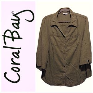 DONATED Shirt-Linen Blend, Snaps Silver Tone Accen